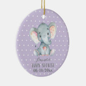Girl Elephant Baby shower Paars en grijs Keramisch Ornament (Rechts)