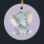 Girl Elephant Baby shower Paars Keramisch Ornament<br><div class="desc">Girl Elephant Baby shower Paars keramisch Ornament</div>