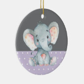 Girl Elephant Baby shower Paars Keramisch Ornament (Rechts)