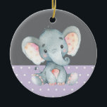 Girl Elephant Baby shower Paars Keramisch Ornament<br><div class="desc">Girl Elephant Baby shower Paars keramisch Ornament</div>