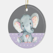 Girl Elephant Baby shower Paars Keramisch Ornament (Links)