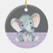 Girl Elephant Baby shower Paars Keramisch Ornament (Achterkant)