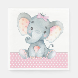 Girl Elephant Baby shower Papieren servetten