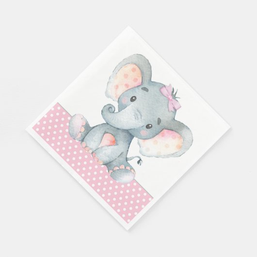 Girl Elephant Baby shower Papieren servetten (Hoek)