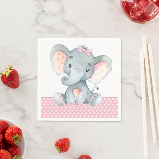 Girl Elephant Baby shower Papieren servetten (Insitu)