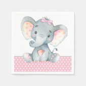 Girl Elephant Baby shower Papieren servetten (Voorkant)