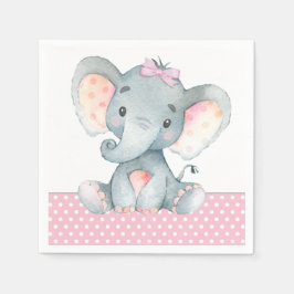 Girl Elephant Baby shower Papieren servetten