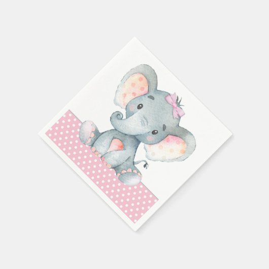 Girl Elephant Baby shower Papieren servetten (Hoek)