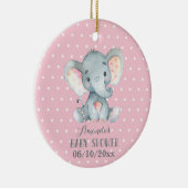Girl Elephant Baby shower Pink en Grey Keramisch Ornament (Rechts)