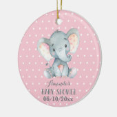 Girl Elephant Baby shower Pink en Grey Keramisch Ornament (Links)