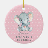 Girl Elephant Baby shower Pink en Grey Keramisch Ornament (Achterkant)