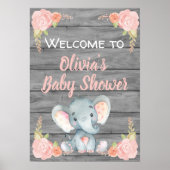 Girl Elephant Baby shower Poster (Voorkant)