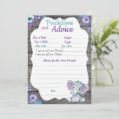 Girl Elephant Baby shower Predication Advice card Kaart (Staand voorkant)