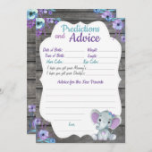 Girl Elephant Baby shower Predication Advice card Kaart (Voorkant / Achterkant)