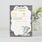 Girl Elephant Baby shower Predication Advice card Kaart (Staand voorkant)