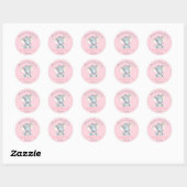 Girl Elephant Baby shower Roze Hartelijk dank Ronde Sticker (Vel)