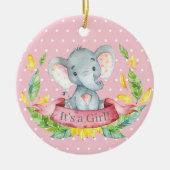 Girl Elephant Baby shower Roze Keramisch Ornament (Voorkant)