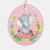 Girl Elephant Baby shower Roze Keramisch Ornament (Links)
