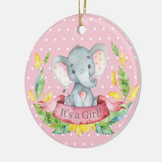 Girl Elephant Baby shower Roze Keramisch Ornament (Links)