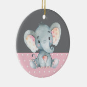 Girl Elephant Baby shower Roze Keramisch Ornament (Rechts)