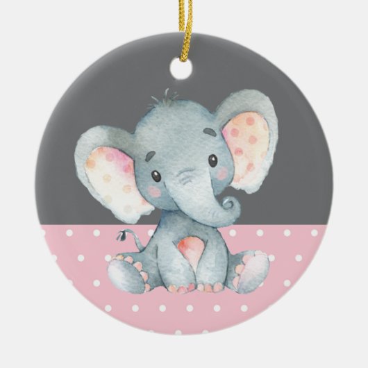 Girl Elephant Baby shower Roze Keramisch Ornament (Voorkant)