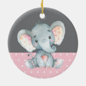 Girl Elephant Baby shower Roze Keramisch Ornament (Achterkant)