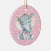 Girl Elephant Baby shower Roze Keramisch Ornament (Rechts)