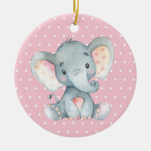 Girl Elephant Baby shower Roze Keramisch Ornament