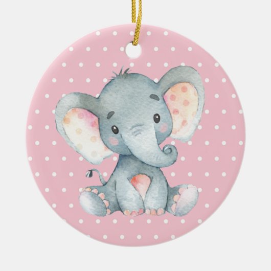 Girl Elephant Baby shower Roze Keramisch Ornament (Voorkant)