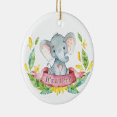 Girl Elephant Baby shower Roze Keramisch Ornament (Rechts)
