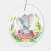 Girl Elephant Baby shower Roze Keramisch Ornament (Links)