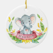 Girl Elephant Baby shower Roze Keramisch Ornament (Achterkant)