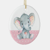 Girl Elephant Baby shower Roze Keramisch Ornament (Rechts)