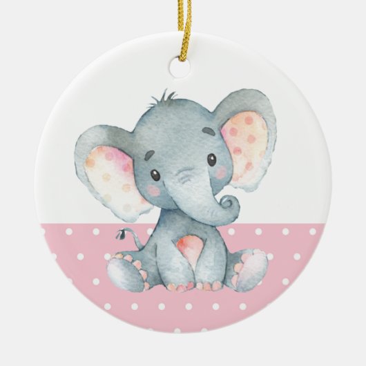 Girl Elephant Baby shower Roze Keramisch Ornament (Voorkant)