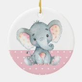 Girl Elephant Baby shower Roze Keramisch Ornament (Achterkant)
