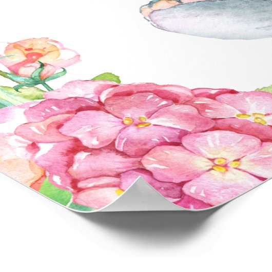 Girl Elephant Baby shower Welcome Table Sign Poster (Hoek)