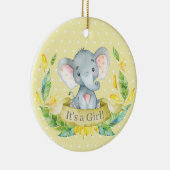 Girl Elephant Baby shower Yellow Keramisch Ornament (Rechts)