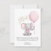 Girl Elephant Balloons Baby shower Dank je wel Bedankkaart (Voorkant)