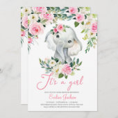 Girl Elephant blush roze bloemen greenery folia Kaart (Voorkant / Achterkant)