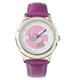 Girl Elephant Cute Pink Dreamweaver Clouds Kinder  Horloge