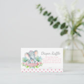 Girl Elephant Diaper Raffle Tickets Informatiekaartje (Staand voorkant)