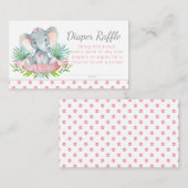Girl Elephant Diaper Raffle Tickets Informatiekaartje (Voorkant / Achterkant)