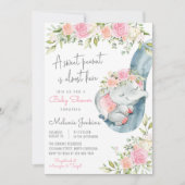 Girl Elephant Floral Baby shower Kaart (Voorkant)