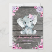 Girl Elephant Menu-kaart voor verjaardag van Baby  Kaart (Achterkant)