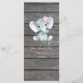 Girl Elephant Menu-kaart voor verjaardag van Baby  Menu (Achterkant)
