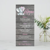 Girl Elephant Menu-kaart voor verjaardag van Baby  Menu (Staand voorkant)
