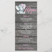 Girl Elephant Menu-kaart voor verjaardag van Baby Menu (Voorkant)