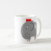 Girl Elephant met Red Bow Cute Koffiemok (Voorkant rechts)
