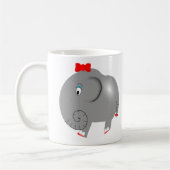 Girl Elephant met Red Bow Cute Koffiemok (Links)