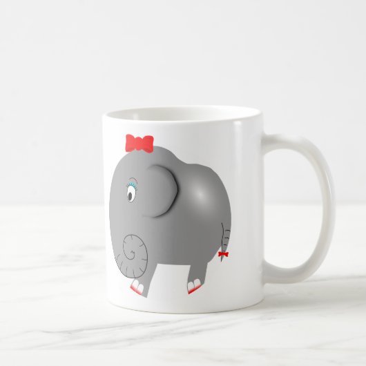Girl Elephant met Red Bow Cute Koffiemok (Rechts)